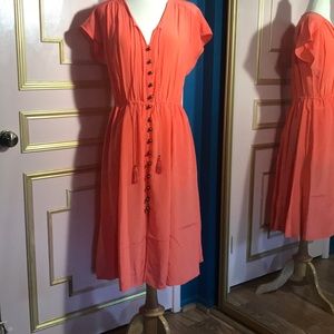 Silky Orange Midi Dress